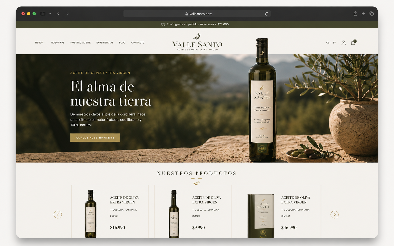 Valle Santo olive oil website